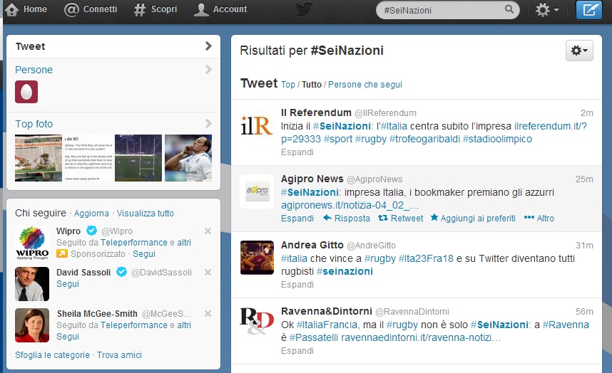 sui social network il 6 nazioni di rugby